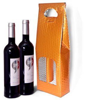 borsa metallizzato per due bottiglie di vino